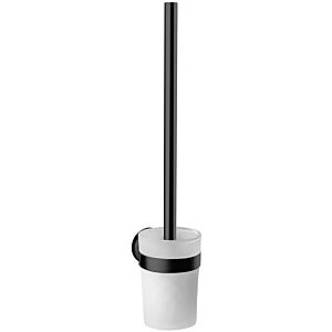 Emco Round Toilettenbürstengarnitur 431513301 schwarz, Behälter Kristallglas satiniert