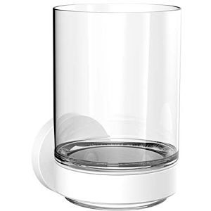 Emco Porte-verre rond 432013900 blanc, verre cristal clair