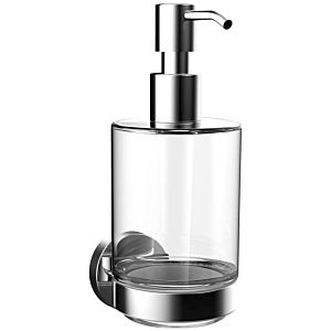 Emco Round liquid soap dispenser 432100100 chrome, wall model, clear crystal glass, plastic pump