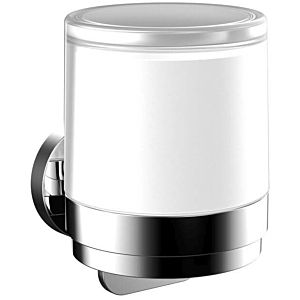 Emco Round one-hand liquid soap dispenser 432100101 chrome, wall model, slip-on cup crystal glass frosted