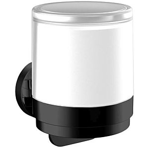 Emco Round distributeur de savon liquide à une main 432113301 noir, modèle mural, tasse à enfiler verre cristal satiné