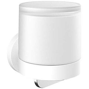 Emco Round one-hand liquid soap dispenser 432113901 white, wall model, slip-on cup crystal glass satin