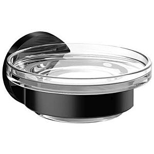Emco Round Seifenhalter 433013300 schwarz, Schale Kristallglas klar, in Halter