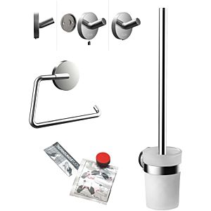 Emco WC-Set 439800100 chrom, Papierhalter, Bürstengarnitur, Haken und Klebe-Set