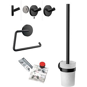 Emco toilet set 439813300 black, paper holder, brush set, hook and adhesive set