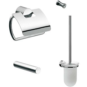 Emco Rondo 2 WC-Set 459800102 chrom, Papierhalter mit Deckel, Reserverollenhalter, Bürstengarnitur und Haken