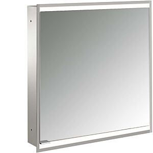 Armoire à miroir éclairée encastrée Emco prime 949706232 600x730mm, 1 porte, arrêt à droite, aluminium/miroir