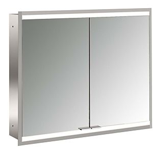 Armoire à miroir éclairée encastrée Emco prime 949706234 800x730mm, 2 portes, aluminium/miroir