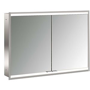 Emco prime flush-mounted illuminated mirror cabinet 949706355 1000x730mm, 2 doors, aluminium/white