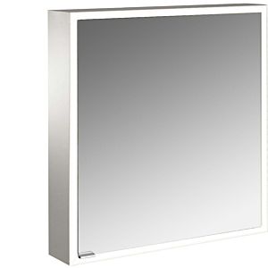 Emco prime surface-mounted illuminated mirror cabinet 949706360 600x700mm, 1 door, hinged on the right, aluminium/white