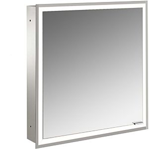Armoire à miroir éclairée encastrée Emco prime 949706269 600x730mm, 1 porte, charnières à gauche, aluminium/miroir