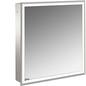 Armoire à miroir éclairée encastrée Emco prime 949706270 600x730mm, 1 porte, arrêt à droite, aluminium/miroir