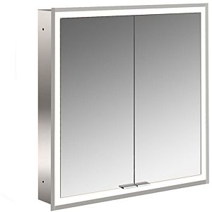 Armoire à miroir éclairée encastrée Emco prime 949706271 600x730mm, 2 portes, aluminium/miroir