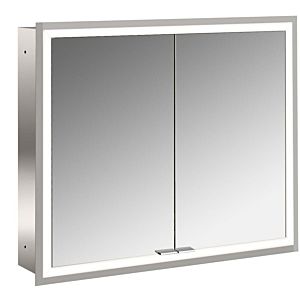 Armoire à miroir éclairée encastrée Emco prime 949706272 800x730mm, 2 portes, aluminium/miroir