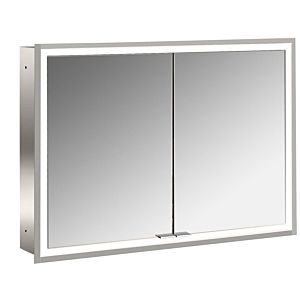 Emco prime flush-mounted illuminated mirror cabinet 949706393 1000x730mm, 2 doors, aluminium/white