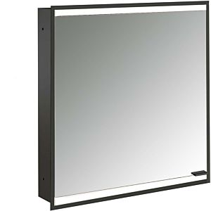 Armoire à miroir éclairée encastrée Emco prime 949713531 600x730mm, 1 porte, charnière à gauche, noir/miroir