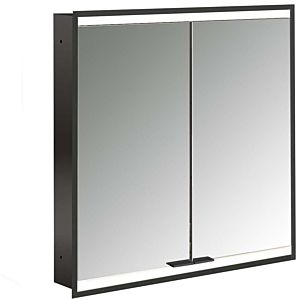Armoire à miroir éclairée encastrée Emco prime 949713533 600x730mm, 2 portes, noir/miroir