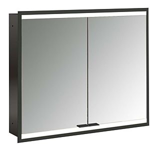 Emco prime flush-mounted illuminated mirror cabinet 949713534 800x730mm, 2 doors, black/mirror