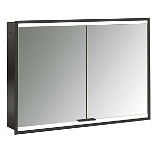 Armoire à miroir éclairée encastrée Emco prime 949713555 1000x730mm, 2 portes, noir/miroir