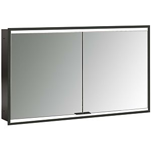 Armoire à miroir éclairée encastrée Emco prime 949713556 1200x730mm, 2 portes, noir/miroir