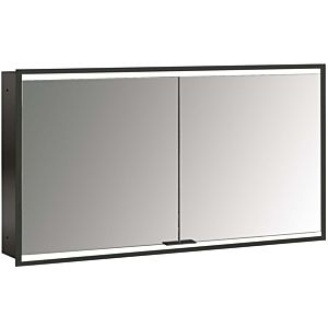 Armoire à miroir éclairée encastrée Emco prime 949713557 1300x730mm, 2 portes, noir/miroir