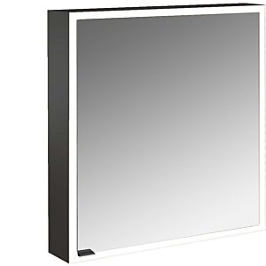 Armoire à miroir éclairée en saillie Emco prime 949713560 600x700mm, 1 porte, arrêt à droite, noir/miroir