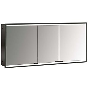 Armoire à miroir éclairée encastrée Emco prime 949713563 1400x730mm, 3 portes, noir/miroir