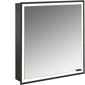 Emco prime flush-mounted illuminated mirror cabinet 949713569 600x730mm, 1 door, hinged left, black/mirror