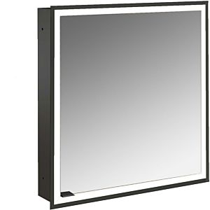 Armoire à miroir éclairée encastrée Emco prime 949713570 600x730mm, 1 porte, arrêt à droite, noir/miroir
