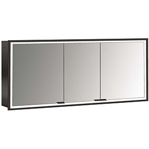 Emco prime flush-mounted illuminated mirror cabinet 949713596 1600x730mm, 3 doors, black/mirror