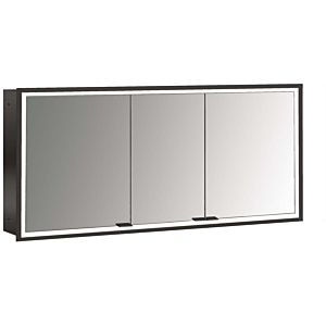 Emco prime flush-mounted illuminated mirror cabinet 949713597 1400x730mm, 3 doors, black/mirror