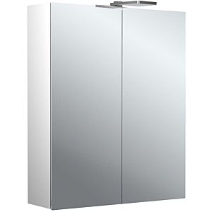 Emco pure 2 style surface-mounted illuminated mirror cabinet 979705302 600x721mm, with LED top light, 2 doors, aluminium