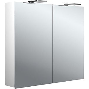 Emco pure 2 style surface-mounted illuminated mirror cabinet 979705303 800x721mm, with LED top light, 2 doors, aluminium
