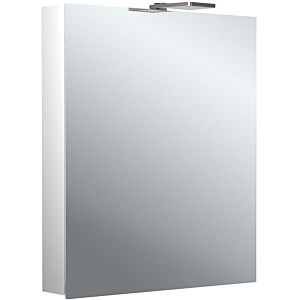 Armoire à miroir éclairée en saillie style Emco flat 2 979706301 600x721mm, éclairage supérieur à LED, 1 porte, aluminium