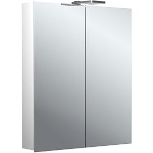 Emco flat 2 style surface-mounted illuminated mirror cabinet 979706302 600x721mm, LED top light, 2 doors, aluminium