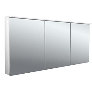 Armoire à miroir éclairée en saillie design Emco flat 2 979706407 1600x711mm, LED, avec voile de lumière, 3 portes, aluminium