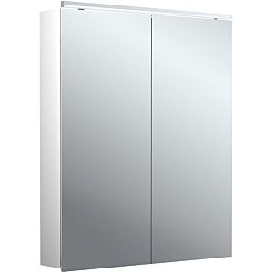 Emco flat 2 Classic armoire à miroir éclairée en saillie 979706502 600x729mm, éclairage supérieur à LED, 2 portes, aluminium