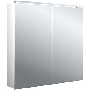 Emco flat 2 Classic armoire à miroir éclairée en saillie 979706503 800x729mm, éclairage supérieur à LED, 2 portes, aluminium