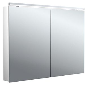 Emco flat 2 Classic armoire à miroir éclairée en saillie 979706504 1000x729mm, éclairage supérieur à LED, 2 portes, aluminium