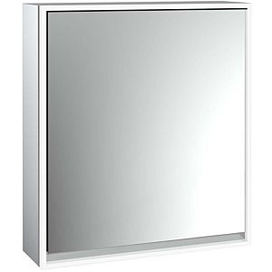 Armoire à miroir éclairée en saillie Emco Loft 979805100 600x733mm, LED tout autour, 1 porte, charnière à gauche, aluminium/miroir