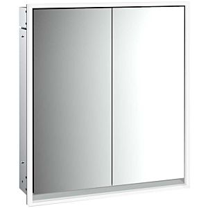 Armoire à miroir éclairée à encastrer Emco Loft 979805105 600x733mm, LED tout autour, 2 portes, aluminium/miroir