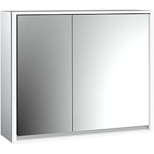 Emco Loft surface-mounted illuminated mirror cabinet 979805108 800x733mm, LED, 2 doors, wide door on the right, aluminium/mirror