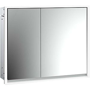 Armoire à miroir éclairée à encastrer Emco Loft 979805109 800x733mm, LED, 2 portes, porte large à droite, aluminium/miroir
