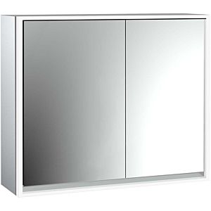 Emco Loft armoire à miroir éclairée en saillie 979805110 800x733mm, LED, 2 portes, porte large à gauche, aluminium/miroir