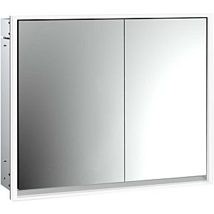 Emco Loft sous armoire miroir lumineuse 979805111 800x733mm, LED, 2 portes, porte large à gauche, aluminium/miroir