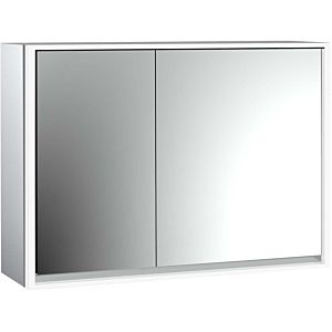 Emco Loft armoire à miroir éclairée en saillie 979805114 1000x733mm, LED, 2 portes, porte large à droite, aluminium/miroir