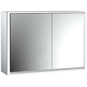 Emco Loft armoire à miroir éclairée en saillie 979805116 1000x733mm, LED, 2 portes, porte large à gauche, aluminium/miroir