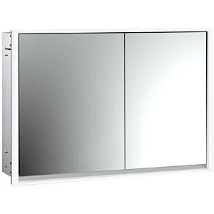Armoire à miroir éclairée à encastrer Emco Loft 979805117 1000x733mm, LED, 2 portes, porte large à gauche, aluminium/miroir