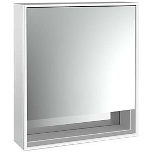 Armoire à miroir éclairée en saillie Emco Loft 979805200 600x733mm, avec compartiment inférieur, LED, arrêt à gauche, aluminium/miroir