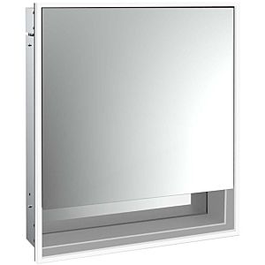 Emco Loft flush-mounted illuminated mirror cabinet 979805201 600x733mm, with lower compartment, LED, stop on the left, aluminium/mirror